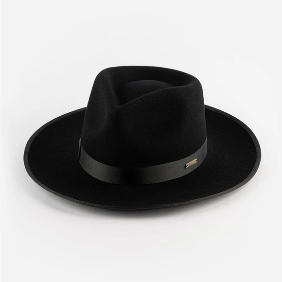 Black Wide-Brim Fedora Hat - Picture 2 of 9